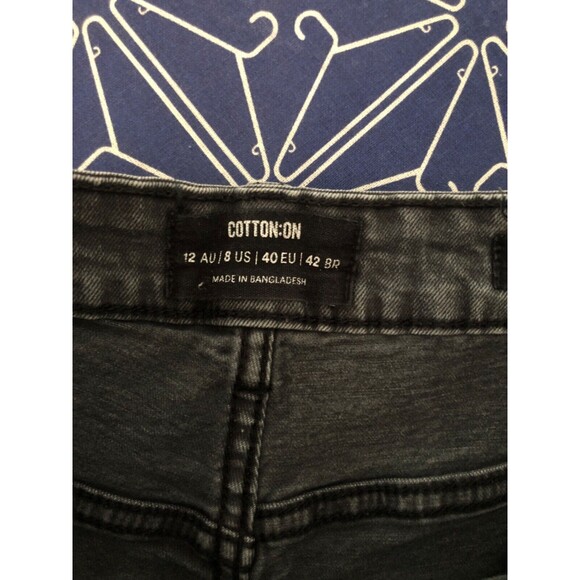 Cotton On Denim Shorts Black Size 8 High Rise Stretch Cuffed Cutoff Jean Shorts - Picture 10 of 10
